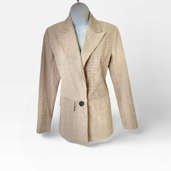 Avec Les Filles Jackets & Blazers - Anthropologie Avec Les Filles checked patchwork blazer XS beige long sleeve